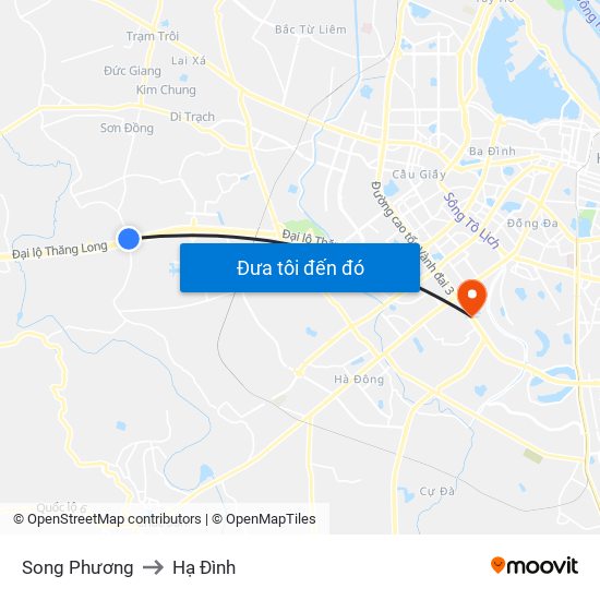 Song Phương to Hạ Đình map