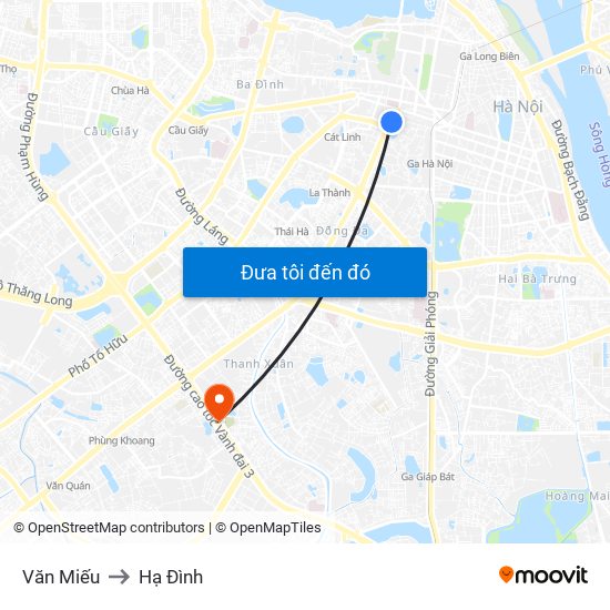 Văn Miếu to Hạ Đình map