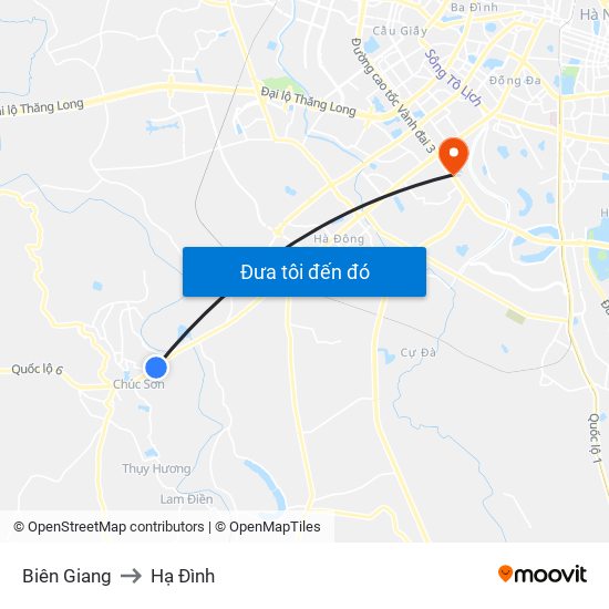 Biên Giang to Hạ Đình map