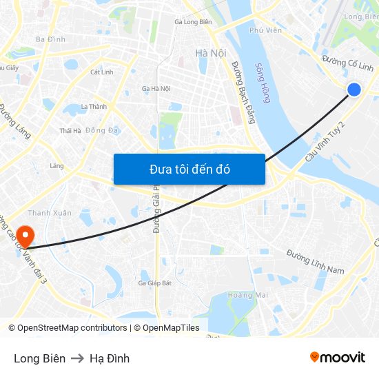 Long Biên to Hạ Đình map
