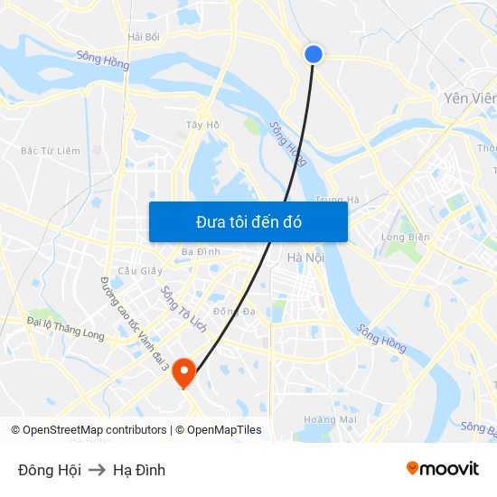 Đông Hội to Hạ Đình map