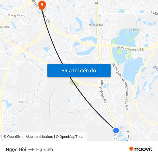 Ngọc Hồi to Hạ Đình map