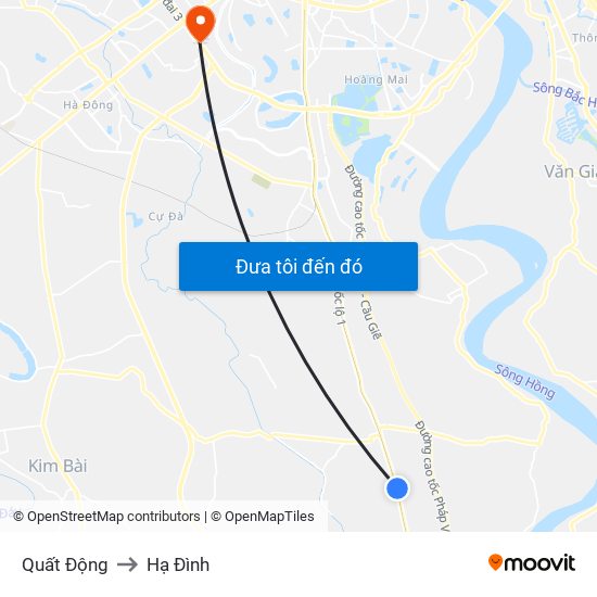 Quất Động to Hạ Đình map