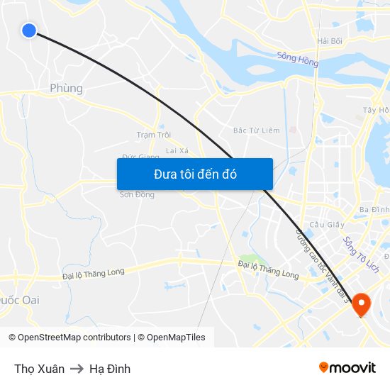 Thọ Xuân to Hạ Đình map