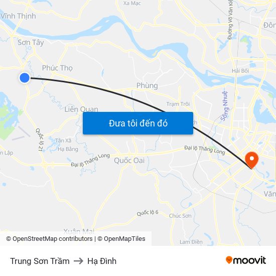 Trung Sơn Trầm to Hạ Đình map