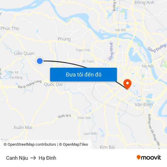 Canh Nậu to Hạ Đình map