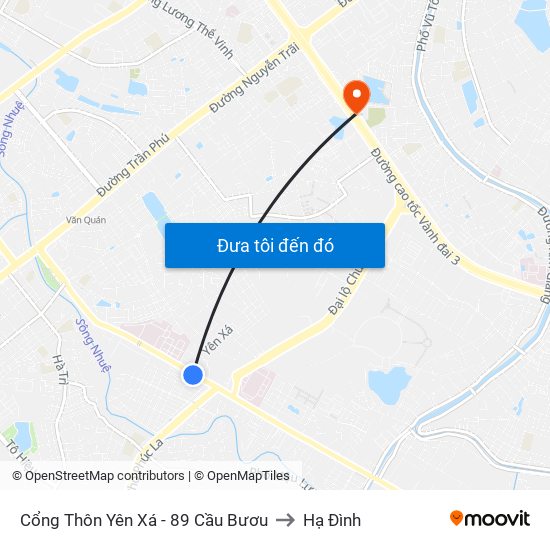 Cổng Thôn Yên Xá - 89 Cầu Bươu to Hạ Đình map