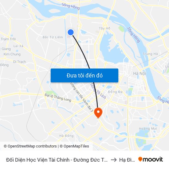 Đối Diện Học Viện Tài Chính - Đường Đức Thắng to Hạ Đình map