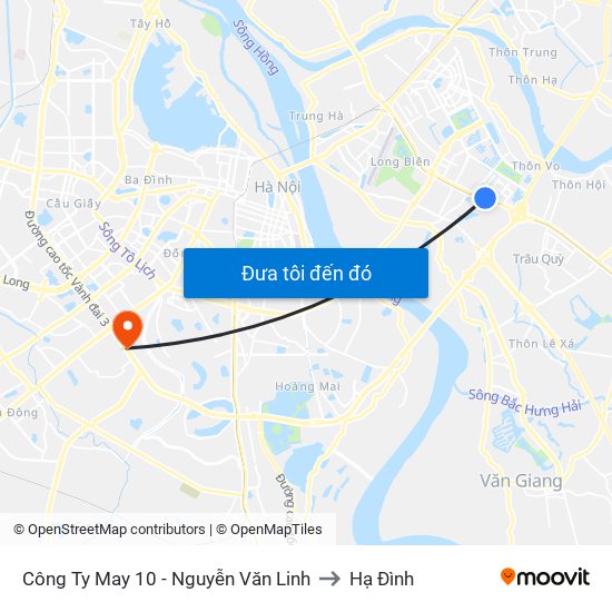 Công Ty May 10 - Nguyễn Văn Linh to Hạ Đình map