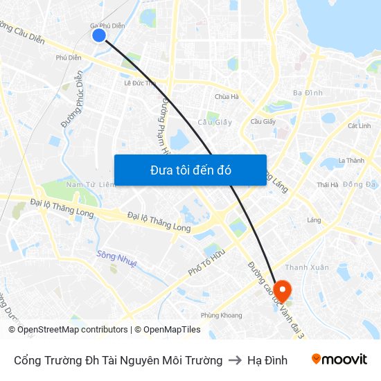 Cổng Trường Đh Tài Nguyên Môi Trường to Hạ Đình map