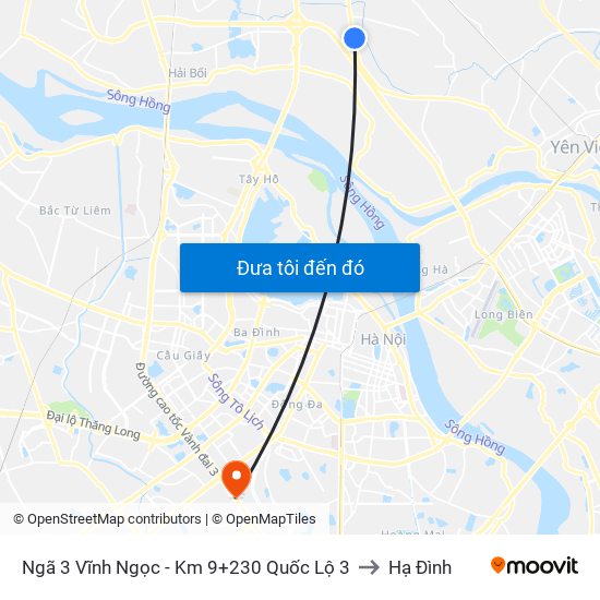 Ngã 3 Vĩnh Ngọc - Km 9+230 Quốc Lộ 3 to Hạ Đình map