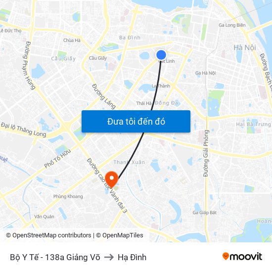 Bộ Y Tế - 138a Giảng Võ to Hạ Đình map