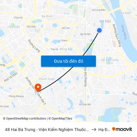 48 Hai Bà Trưng - Viện Kiểm Nghiệm Thuốc Trung Ương to Hạ Đình map