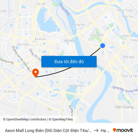 Aeon Mall Long Biên (Đối Diện Cột Điện T4a/2a-B Đường Cổ Linh) to Hạ Đình map