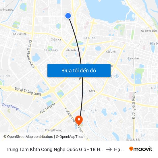 Trung Tâm Khtn Công Nghệ Quốc Gia - 18 Hoàng Quốc Việt to Hạ Đình map