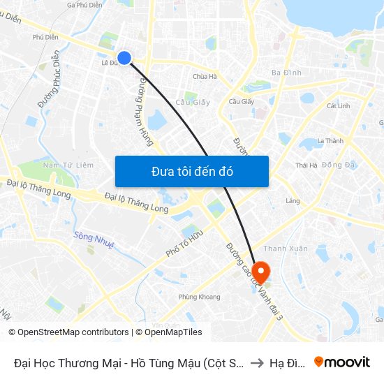 Đại Học Thương Mại - Hồ Tùng Mậu (Cột Sau) to Hạ Đình map