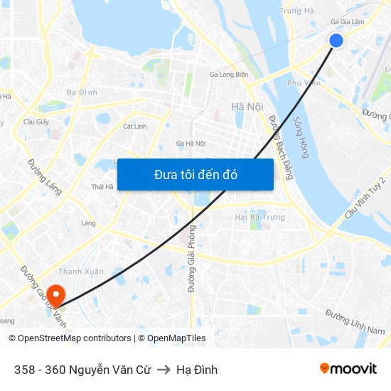 358 - 360 Nguyễn Văn Cừ to Hạ Đình map