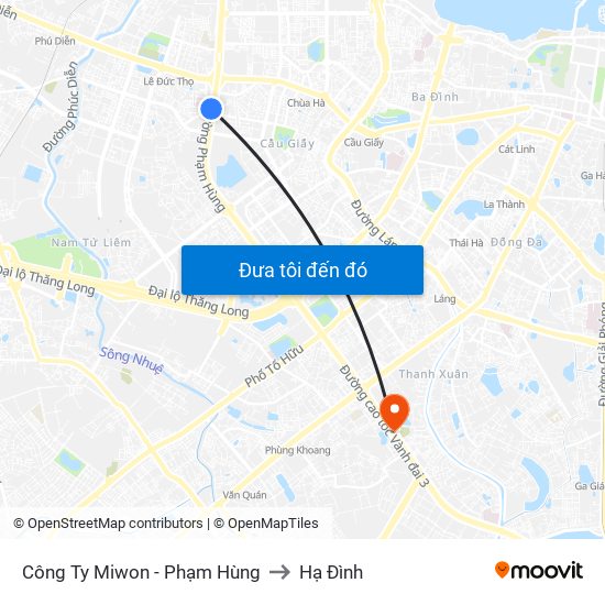 Công Ty Miwon - Phạm Hùng to Hạ Đình map