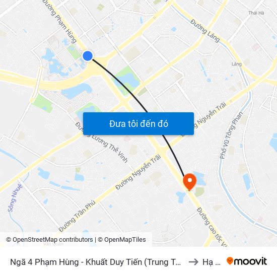 Ngã 4 Phạm Hùng - Khuất Duy Tiến (Trung Tâm Hội Nghị Quốc Gia) to Hạ Đình map