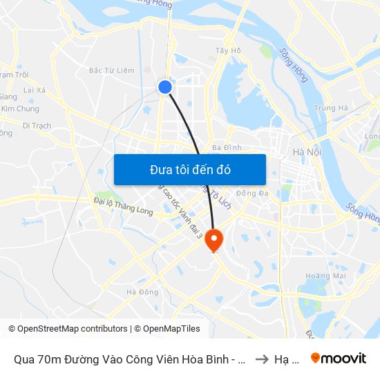 Qua 70m Đường Vào Công Viên Hòa Bình - Phạm Văn Đồng to Hạ Đình map