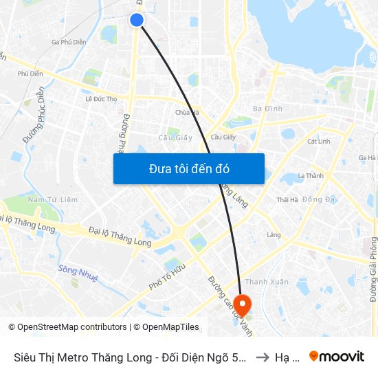 Siêu Thị Metro Thăng Long - Đối Diện Ngõ 599 Phạm Văn Đồng to Hạ Đình map