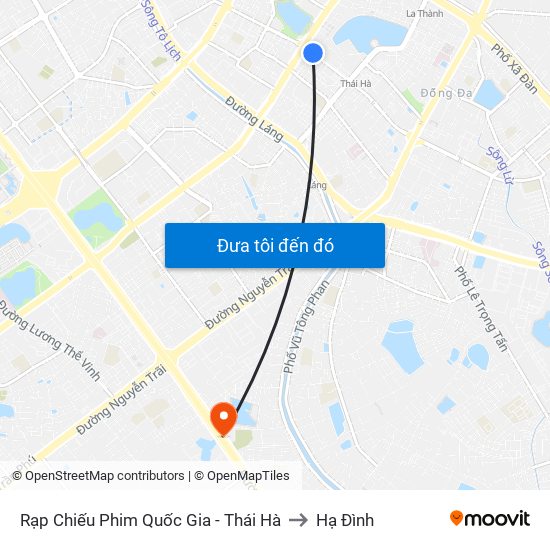 Rạp Chiếu Phim Quốc Gia - Thái Hà to Hạ Đình map