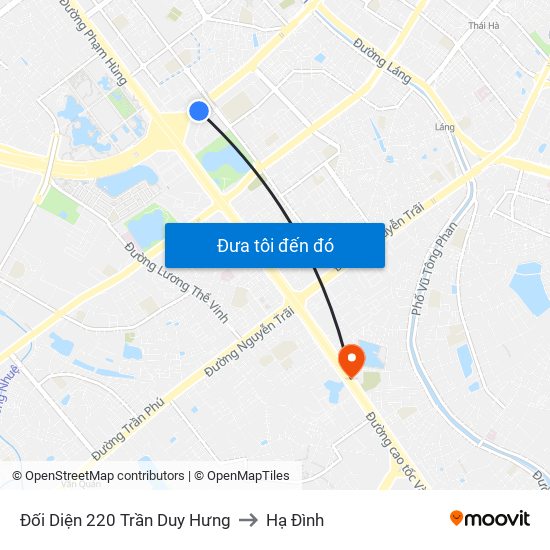 Đối Diện 220 Trần Duy Hưng to Hạ Đình map