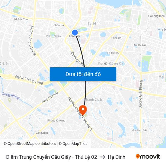 Điểm Trung Chuyển Cầu Giấy - Thủ Lệ 02 to Hạ Đình map