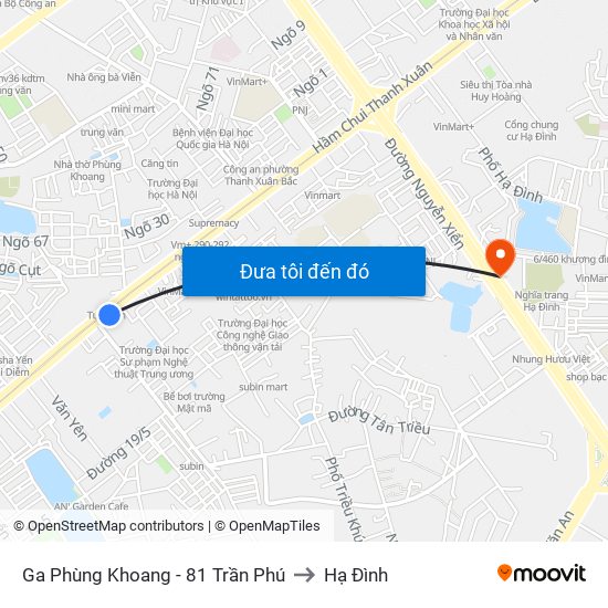 Ga Phùng Khoang - 81 Trần Phú to Hạ Đình map