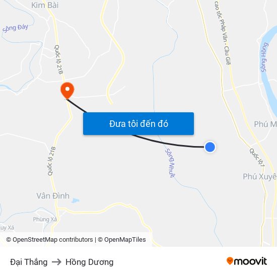 Đại Thắng to Hồng Dương map