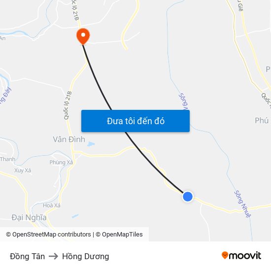 Đồng Tân to Hồng Dương map