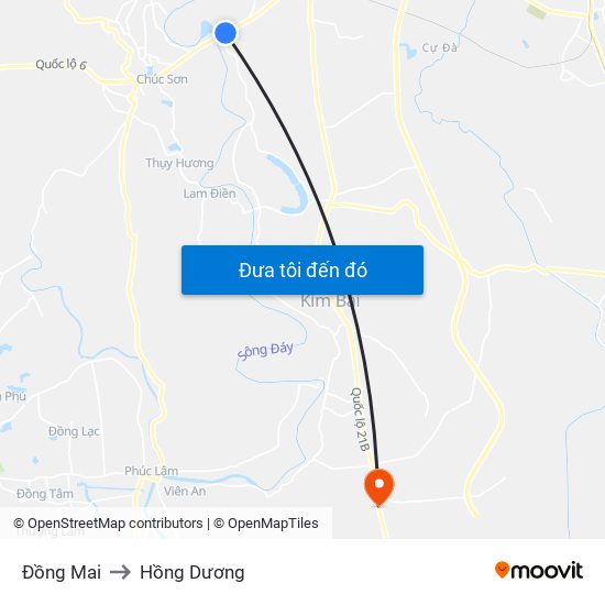 Đồng Mai to Hồng Dương map
