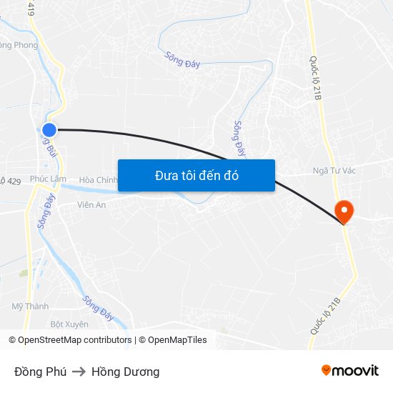 Đồng Phú to Hồng Dương map