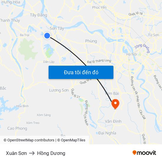 Xuân Sơn to Hồng Dương map