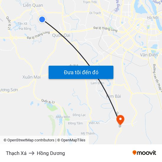 Thạch Xá to Hồng Dương map