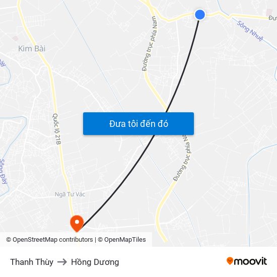 Thanh Thùy to Hồng Dương map