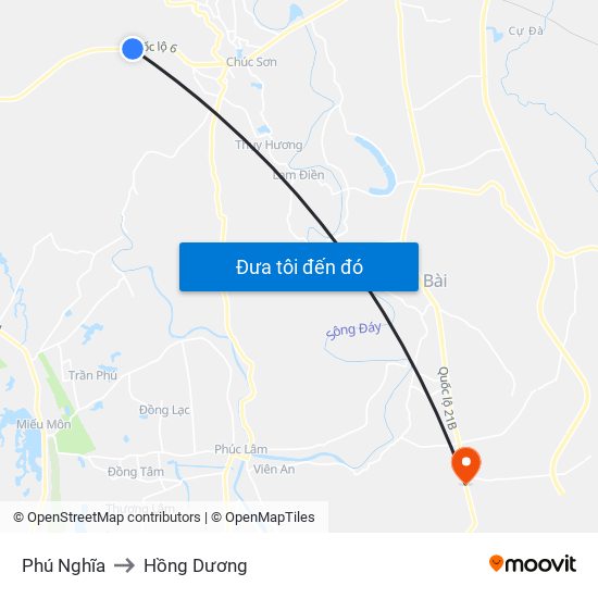 Phú Nghĩa to Hồng Dương map