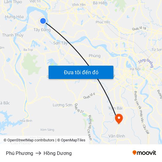 Phú Phương to Hồng Dương map