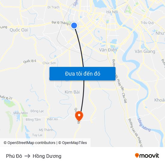 Phú Đô to Hồng Dương map