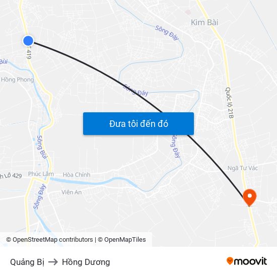 Quảng Bị to Hồng Dương map