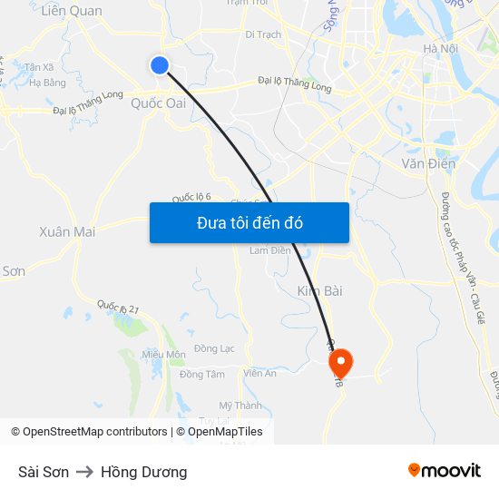 Sài Sơn to Hồng Dương map