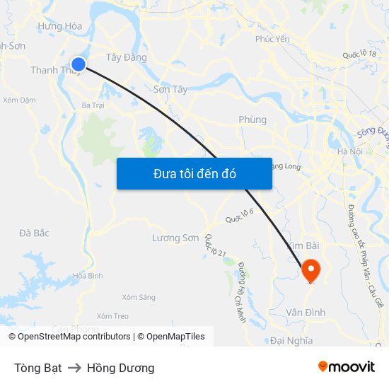 Tòng Bạt to Hồng Dương map