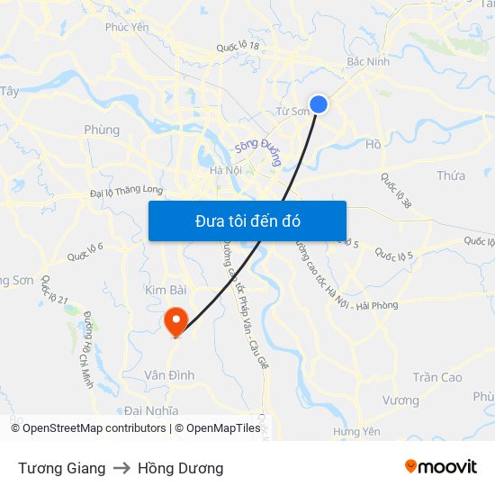 Tương Giang to Hồng Dương map