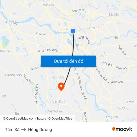 Tầm Xá to Hồng Dương map