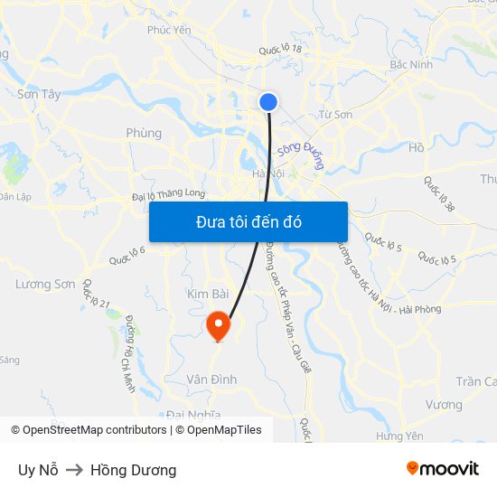 Uy Nỗ to Hồng Dương map