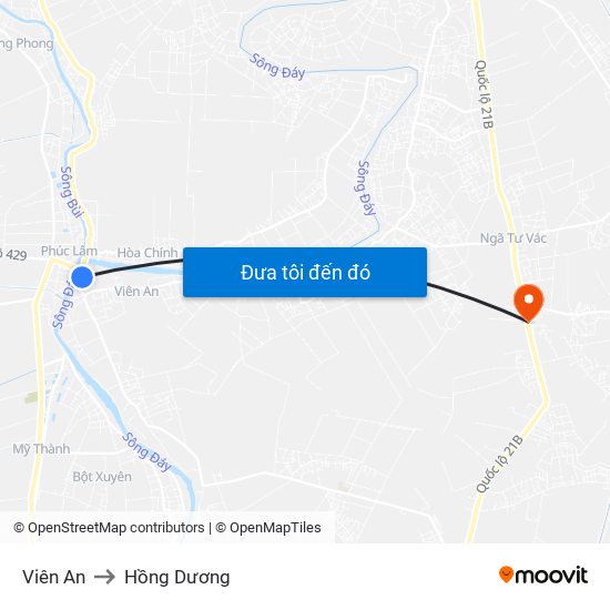 Viên An to Hồng Dương map