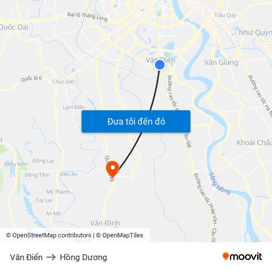 Văn Điển to Hồng Dương map