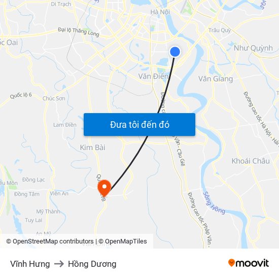 Vĩnh Hưng to Hồng Dương map