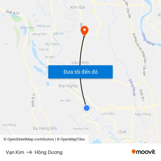 Vạn Kim to Hồng Dương map