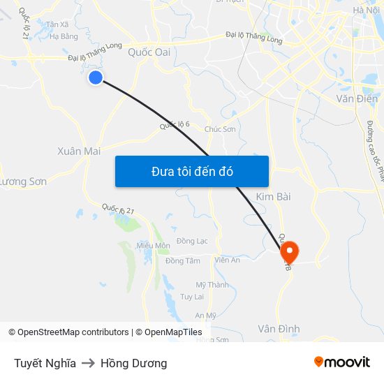 Tuyết Nghĩa to Hồng Dương map